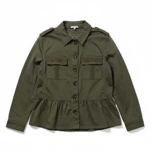 Kate & Sam Olive Green Utility Peplum Jacket with Embroidered Boho Back Details